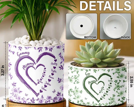 Mom Grandma Sweethearts - Personalized Ceramic Plant Pot