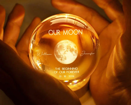 Moon Phase The Beginning Of Our Forever - Personalized Crystal Globe Lamp