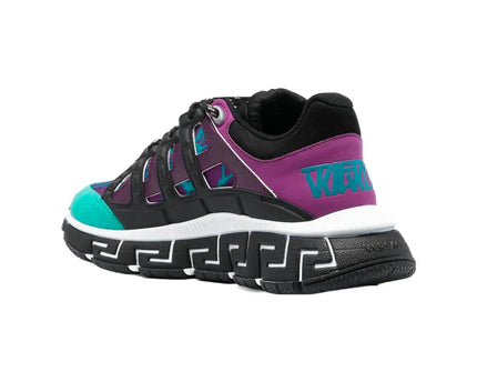 Men's Versace Men's Trigreca Lace Up Barocco Print Teal Nero Plum Sneakers