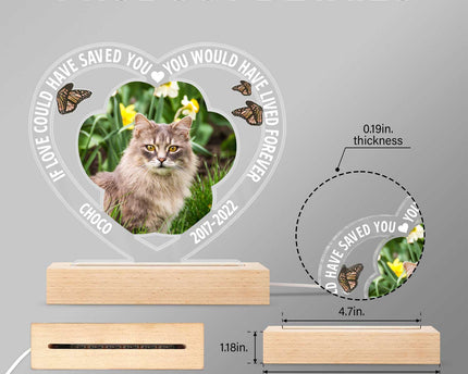 Custom Photo Dog Cat My Favorite Hello & Hardest Goodbye - Personalized 3D Led Light Wooden Base