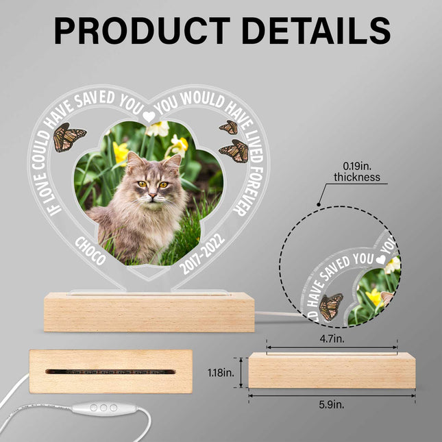 Custom Photo Dog Cat My Favorite Hello & Hardest Goodbye - Personalized 3D Led Light Wooden Base