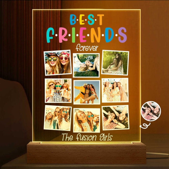 Custom Photo Best Friends Forever - Personalized 3D Led Light Wooden Base