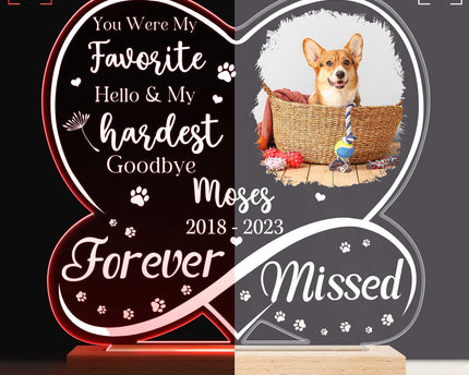 Custom Photo Dog Cat Infinity Heart Forever Missed - Personalized 3D Led Light Wooden Base