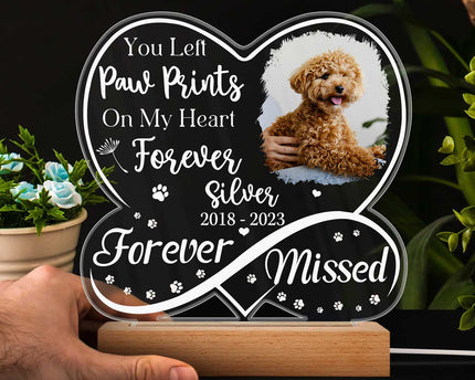 Custom Photo Dog Cat Infinity Heart Forever Missed - Personalized 3D Led Light Wooden Base
