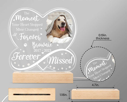 Custom Photo Dog Cat Infinity Heart Forever Missed - Personalized 3D Led Light Wooden Base