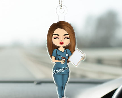 Nurse Chibi Vector - Gift For Nurse - Personalized Acrylic Car Hanger