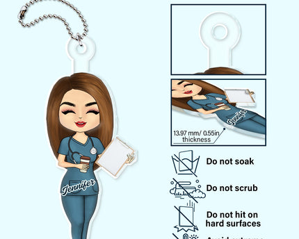 Nurse Chibi Vector - Gift For Nurse - Personalized Acrylic Car Hanger