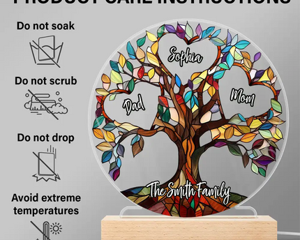 Family Unbreakable Bond Tree Of Life - Personalized 3D Led Light Wooden Base