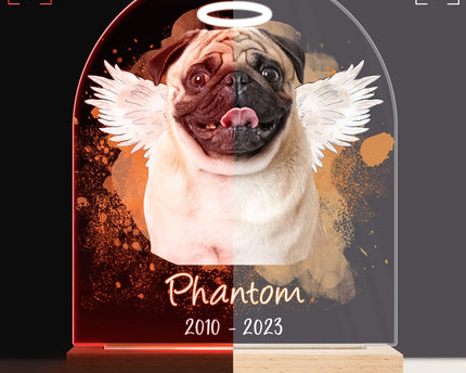 Custom Photo Dog Cat Pet - Memorial Gift, Sympathy Gift - Personalized 3D Led Light Wooden Base