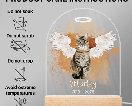 Custom Photo Dog Cat Pet - Memorial Gift, Sympathy Gift - Personalized 3D Led Light Wooden Base