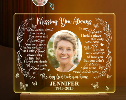 Custom Photo Missing You Always - Personalized 3D Led Light Wooden Base