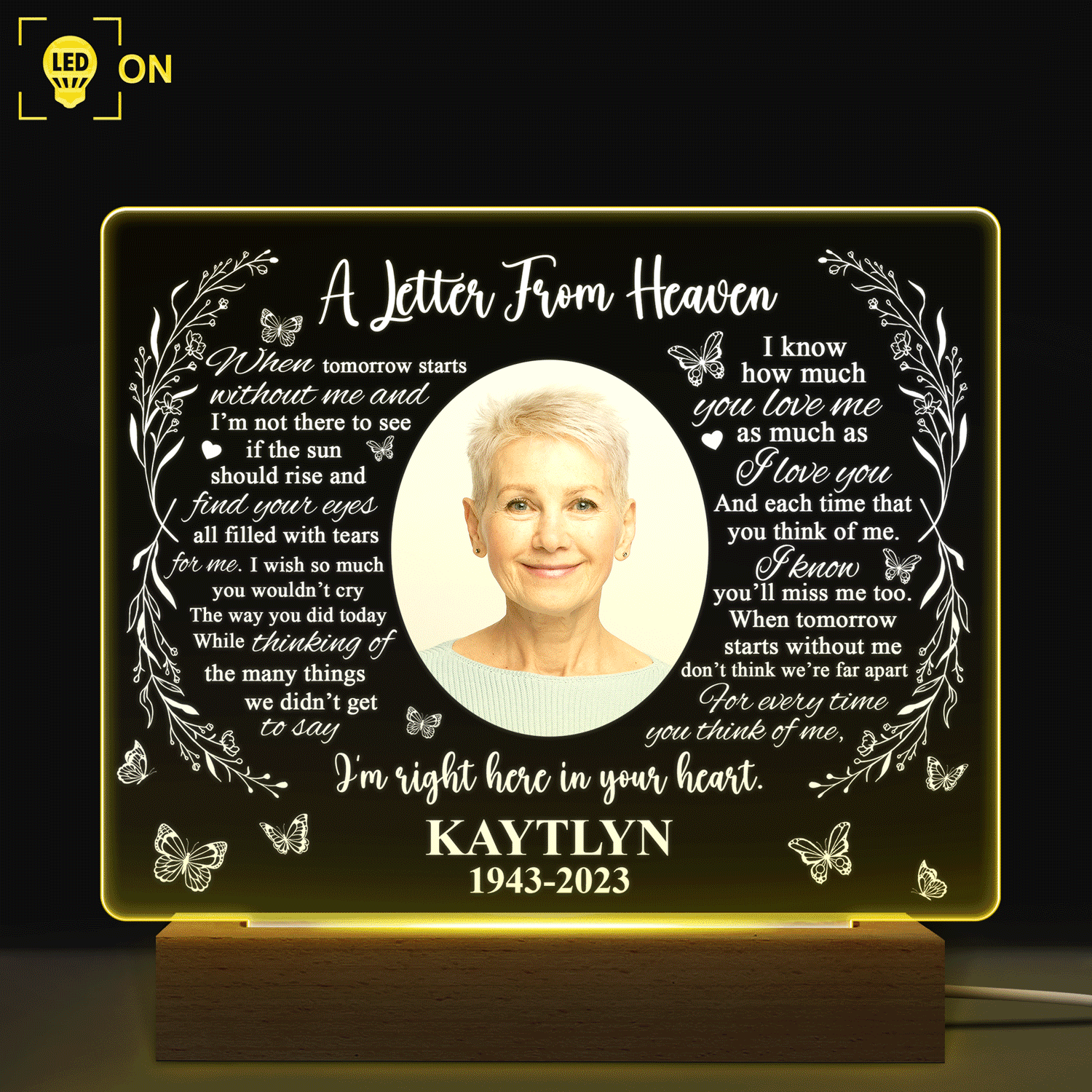 Custom Photo Missing You Always - Personalized 3D Led Light Wooden Base