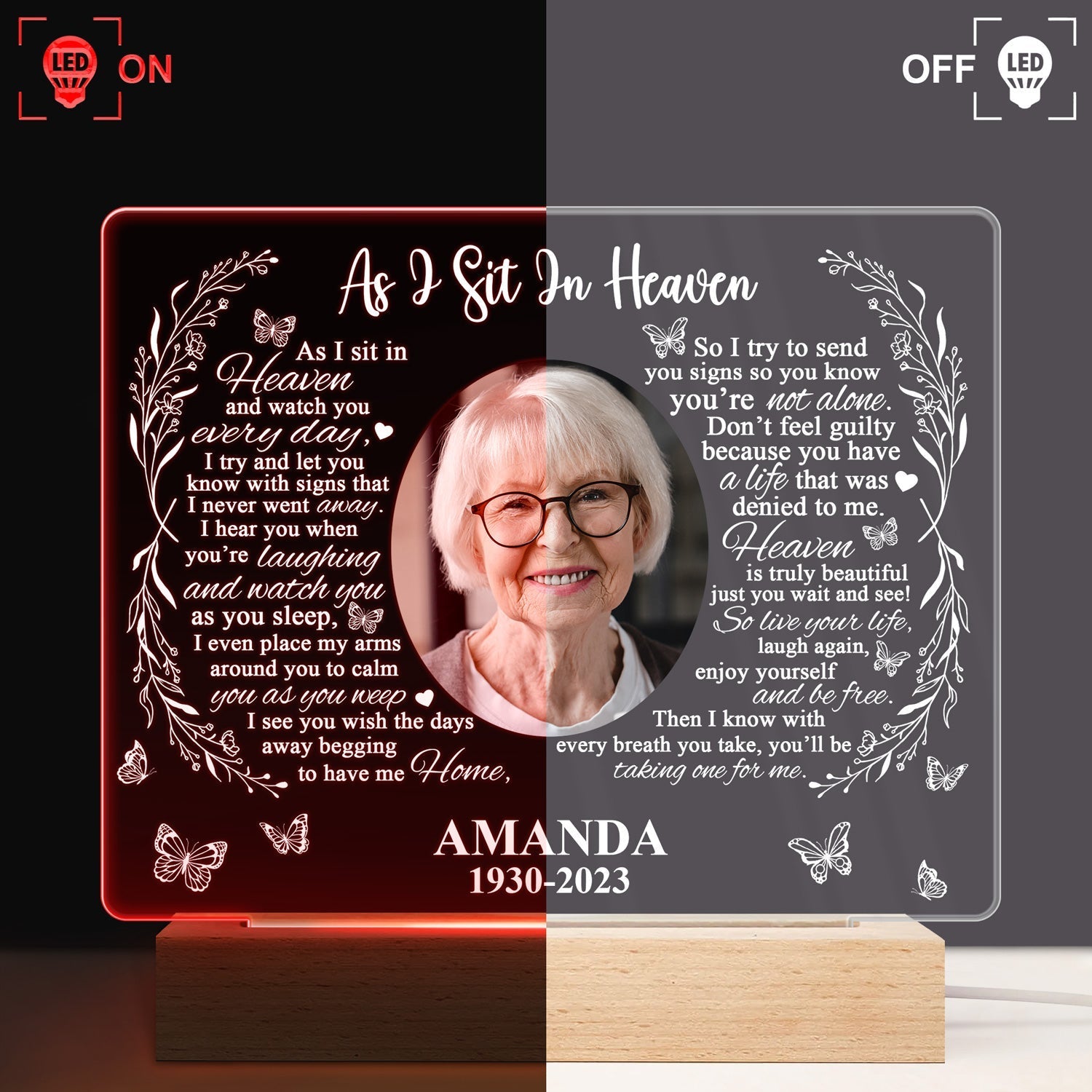 Custom Photo Missing You Always - Personalized 3D Led Light Wooden Base