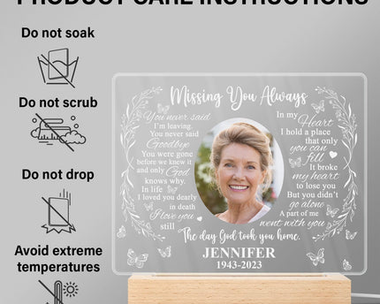 Custom Photo Missing You Always - Personalized 3D Led Light Wooden Base