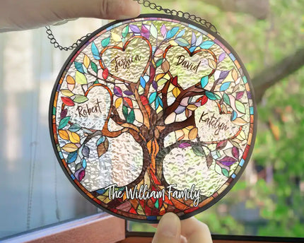 Family Unbreakable Bond Tree Of Life - Personalized Stained Glass Window Hanging Suncatcher