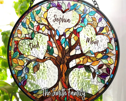 Family Unbreakable Bond Tree Of Life - Personalized Stained Glass Window Hanging Suncatcher