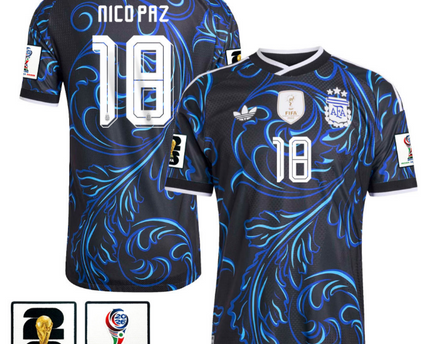 Nico Paz Argentina National Team 2026 Away Jersey - Blue