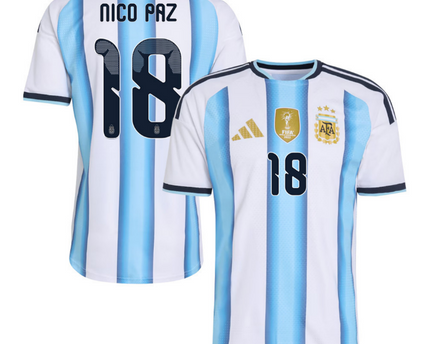 Nico Paz Argentina National Team 2026 Home Jersey - White