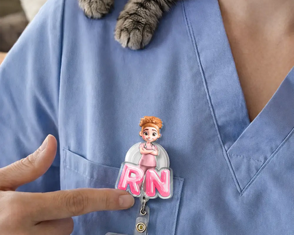 Nurse 3D Effect Custom Name And Job Title - Personalized Badge Reel