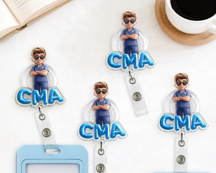 Nurse 3D Effect Custom Name And Job Title - Personalized Badge Reel