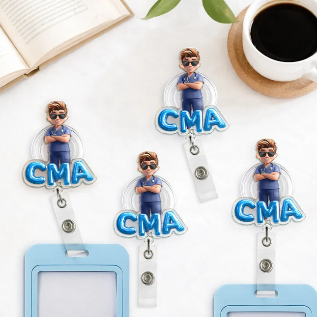 Nurse 3D Effect Custom Name And Job Title - Personalized Badge Reel