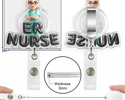 Nurse 3D Effect Custom Name And Job Title - Personalized Badge Reel