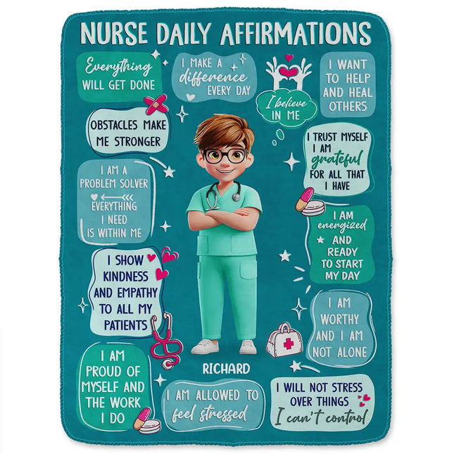 Nurse Daily Affirmations - Personalized Fleece Blanket, Sherpa Blanket