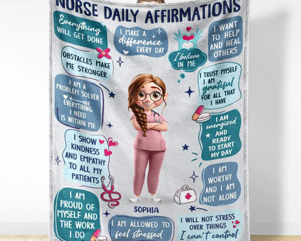 Nurse Daily Affirmations - Personalized Fleece Blanket, Sherpa Blanket