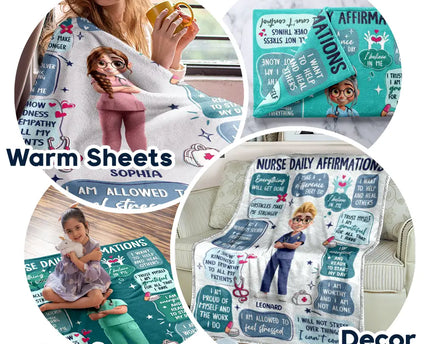 Nurse Daily Affirmations - Personalized Fleece Blanket, Sherpa Blanket