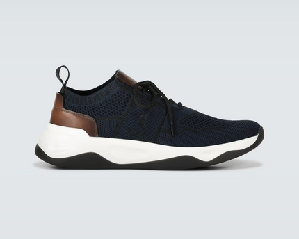 Men's Berluti Shadow Embroidered Blue Sneakers