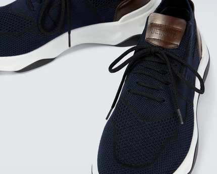 Men's Berluti Shadow Embroidered Blue Sneakers