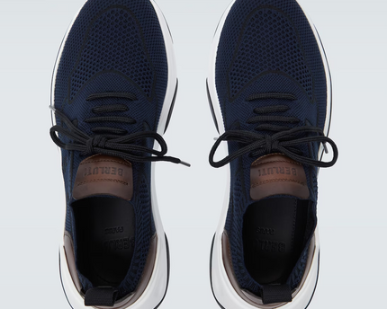 Men's Berluti Shadow Embroidered Blue Sneakers