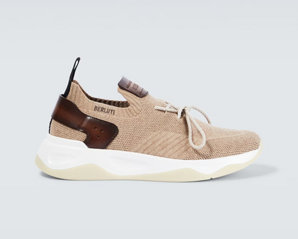 Men's Berluti Shadow Embroidered Beige Sneakers