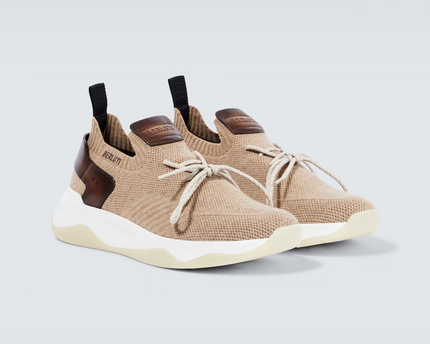 Men's Berluti Shadow Embroidered Beige Sneakers