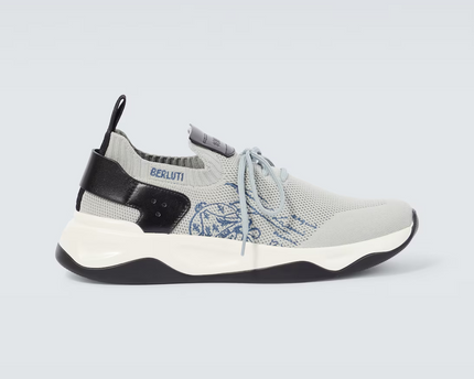 Men's Berluti Shadow Embroidered Grey Sneakers