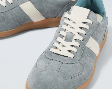 Men's Tom Ford Suede Sneakers With Panels Blue And Amber