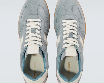 Men's Tom Ford Suede Sneakers With Panels Blue And Amber