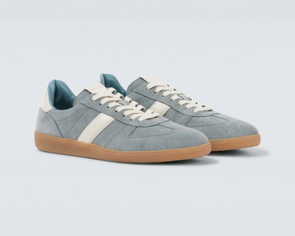Men's Tom Ford Suede Sneakers With Panels Blue And Amber