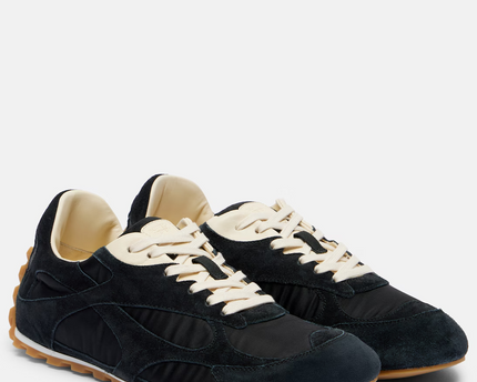 Men’s Bottega Veneta Orbit Flash Suede-Trimmed Black Sneakers