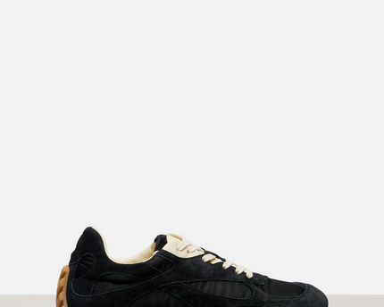 Men’s Bottega Veneta Orbit Flash Suede-Trimmed Black Sneakers