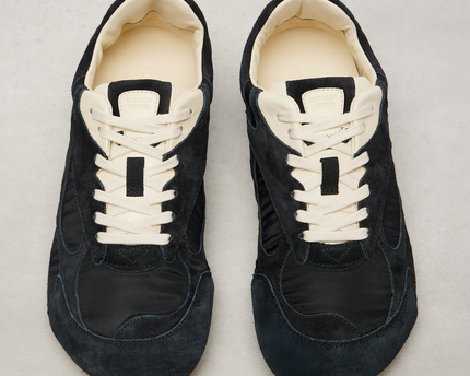 Men’s Bottega Veneta Orbit Flash Suede-Trimmed Black Sneakers