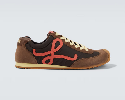 Men' Loewe Ballet Runner 2.0 In Nylon And Calfskin Brown Sneaker