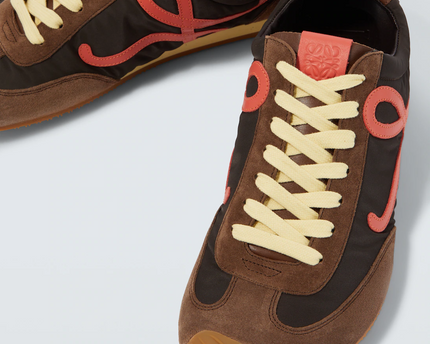 Men' Loewe Ballet Runner 2.0 In Nylon And Calfskin Brown Sneaker