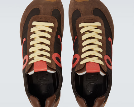 Men' Loewe Ballet Runner 2.0 In Nylon And Calfskin Brown Sneaker