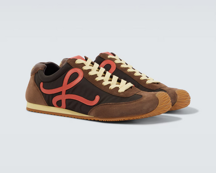 Men' Loewe Ballet Runner 2.0 In Nylon And Calfskin Brown Sneaker