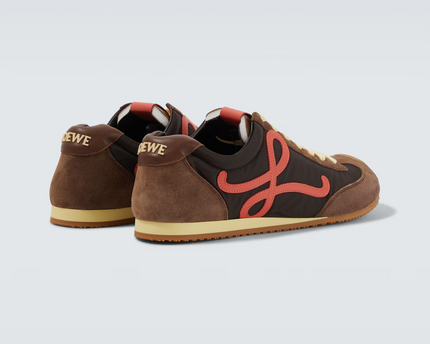 Men' Loewe Ballet Runner 2.0 In Nylon And Calfskin Brown Sneaker