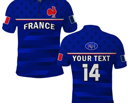 (Custom Text And Number) France Rugby Polo Shirt Outgoing Tour Allez Les Bleus