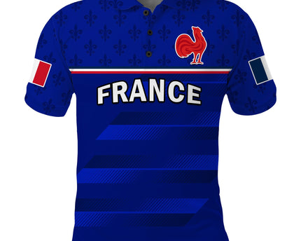 (Custom Text And Number) France Rugby Polo Shirt Outgoing Tour Allez Les Bleus