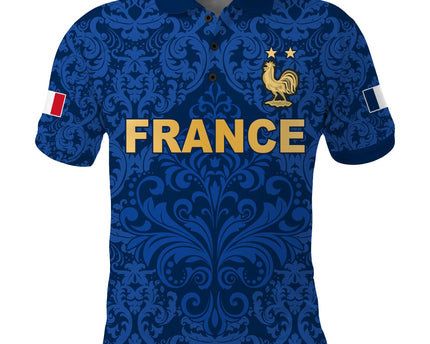 (Custom Text and Number) France Football Polo Shirt Elegant Lily World Cup Les Bleus Le Champion