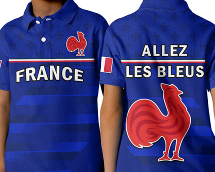 (Custom Text And Number) France Rugby Polo Shirt Outgoing Tour Allez Les Bleus